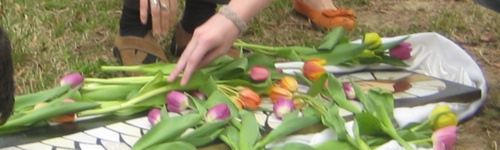 Flowers on a burial icon, Good Friday