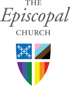 The Episcopal pride shield with the words 'The Episcopal Church' above.
